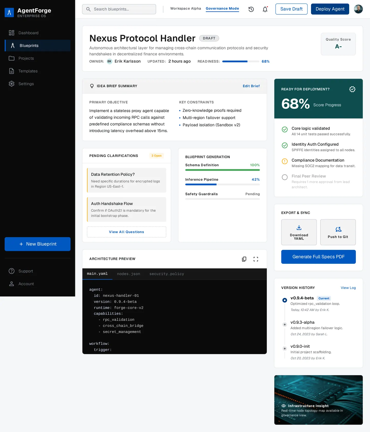 Espace projet AgentForge.